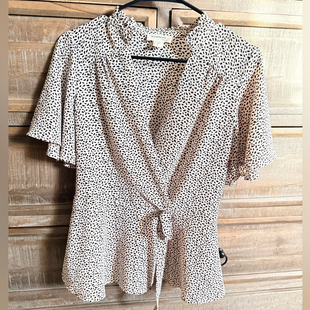 Monteau Black and White Polka Dot Blouse